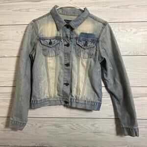American Eagle Distressed Denim Jacket Casual Streetwear Festivall Transitional